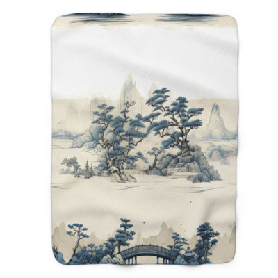 Timeless Trees - Couverture sherpa de qualité supérieure 1 pièce