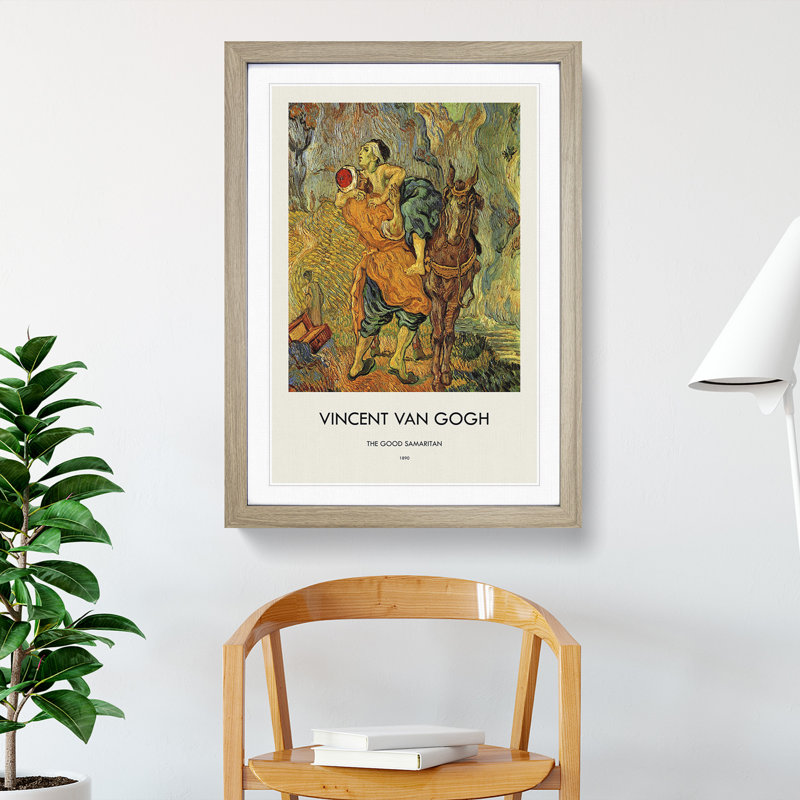 The Good Samaritan by Vincent Van Gogh - Picture Frame Painting, Oak Framed, 48cm H x 36cm W x 2cm D