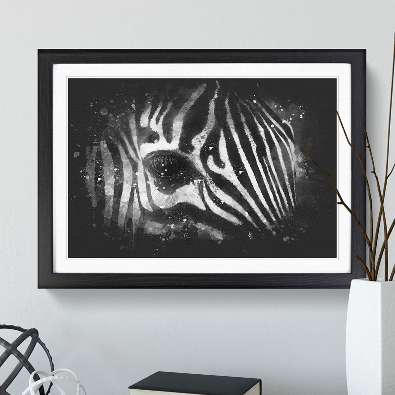 Zebra Vol.1 Paint Splash - Picture Frame Graphic Art, 27cm H x 36cm W x 2cm D, Black
