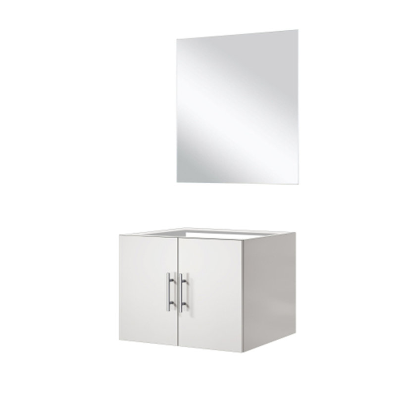 Meuble-lavabo simple.  et miroir, Blanc brillant