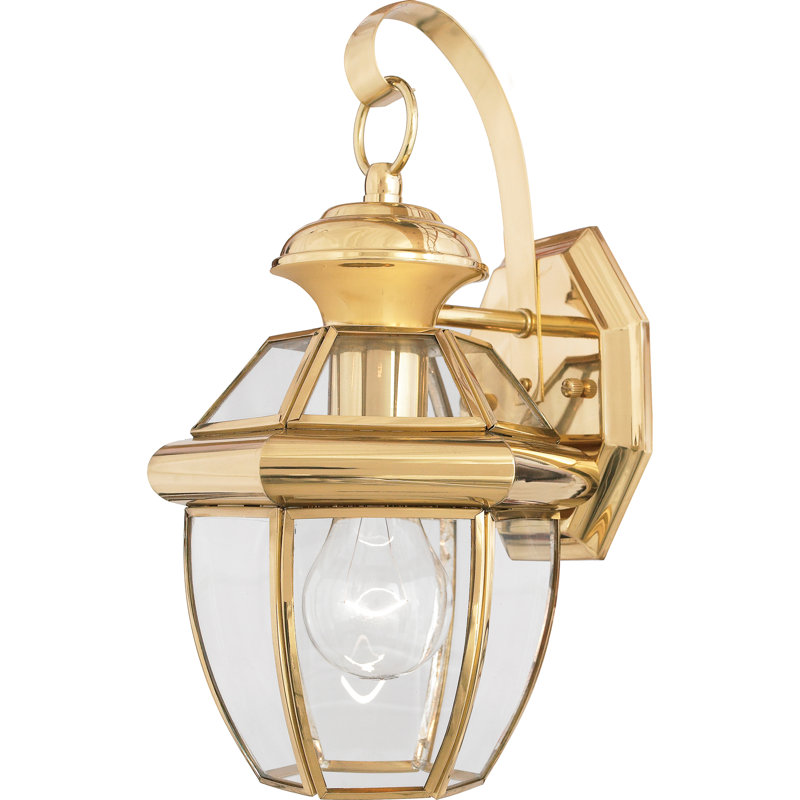 Lanterne murale d'extérieur biseautée Newbury, Laiton poli, H 11,5 po x l 7 po x P 6,75 po