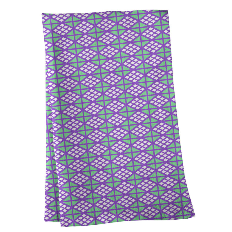 Serviette de thé diamants, Sergé de coton, Rose / Vert