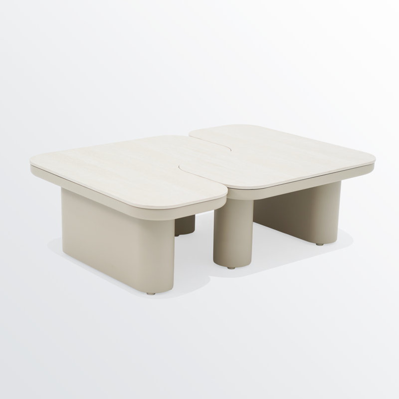 Table basse d'extérieur en aluminium avec plateau en pierre frittée