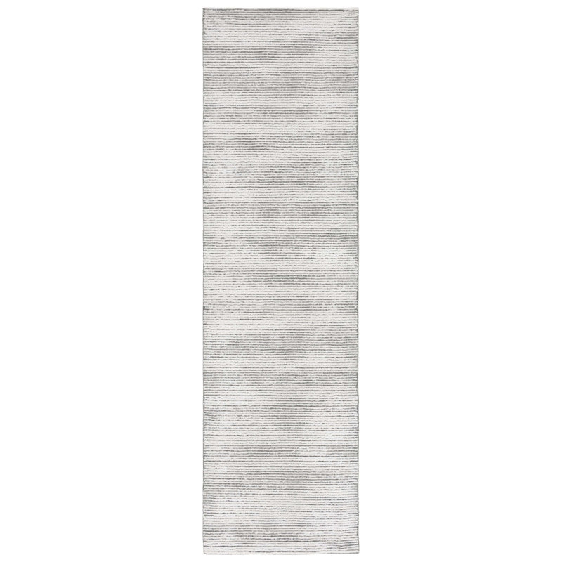 Xaniah Hand Tufted Wool/Viscose/Cotton Solid Colour Rug in Charcoal/Ivory/Charcoal/Ivory, Runner 2'3" x 8'