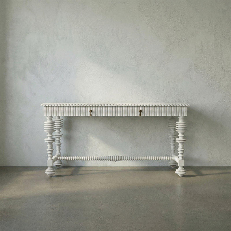 Portuguese Solid Wood Writing Desk, Solid White