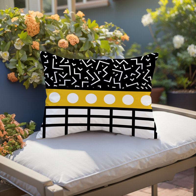 Oreiller rectangulaire réversible intérieur / extérieur Poptik, Rectangulaire H 14 po x l 20 po, Jaune