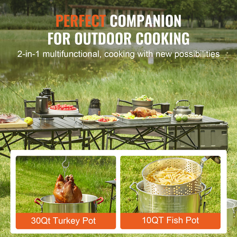 VEVOR VEVOR Premium Aluminum 30 Qt. Turkey Fryer And 10 Qt. Fish Fryer Boiler Steamer Set