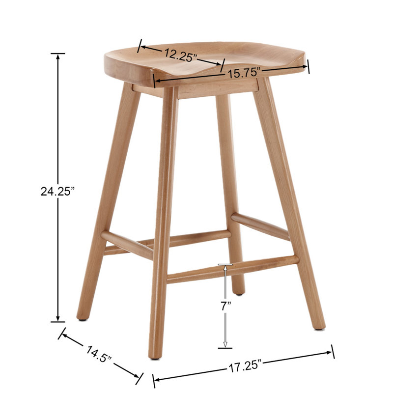 24.25" Counter Height Wood Barstools Backless Farmhouse Bar Chairs With Footrest For Kitchen Counter Breakfast Bar Pub Bistro