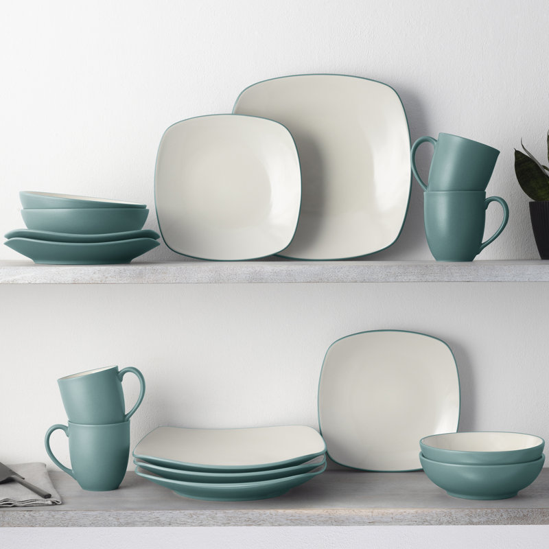 Noritake Colorwave 16-Piece Square Dinnerware Set, Service for 4, Turquoise