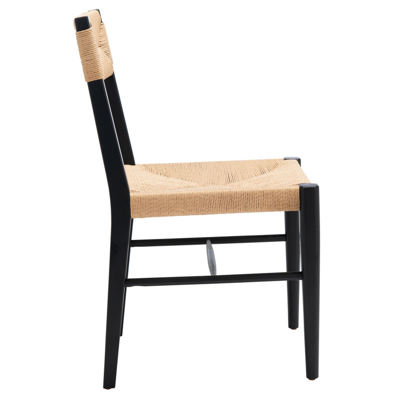 Cody Solid Wood Slat Back Side Chair, Black, Black