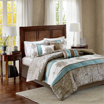 Ensemble d'édredon jacquard 7 pièces bleu grand