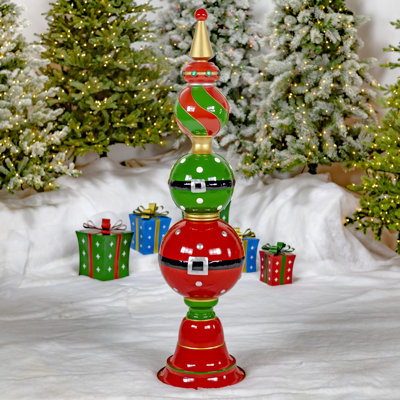 5.5ft. Tall Santa-Inspired Christmas Ornament Iron Display Tower