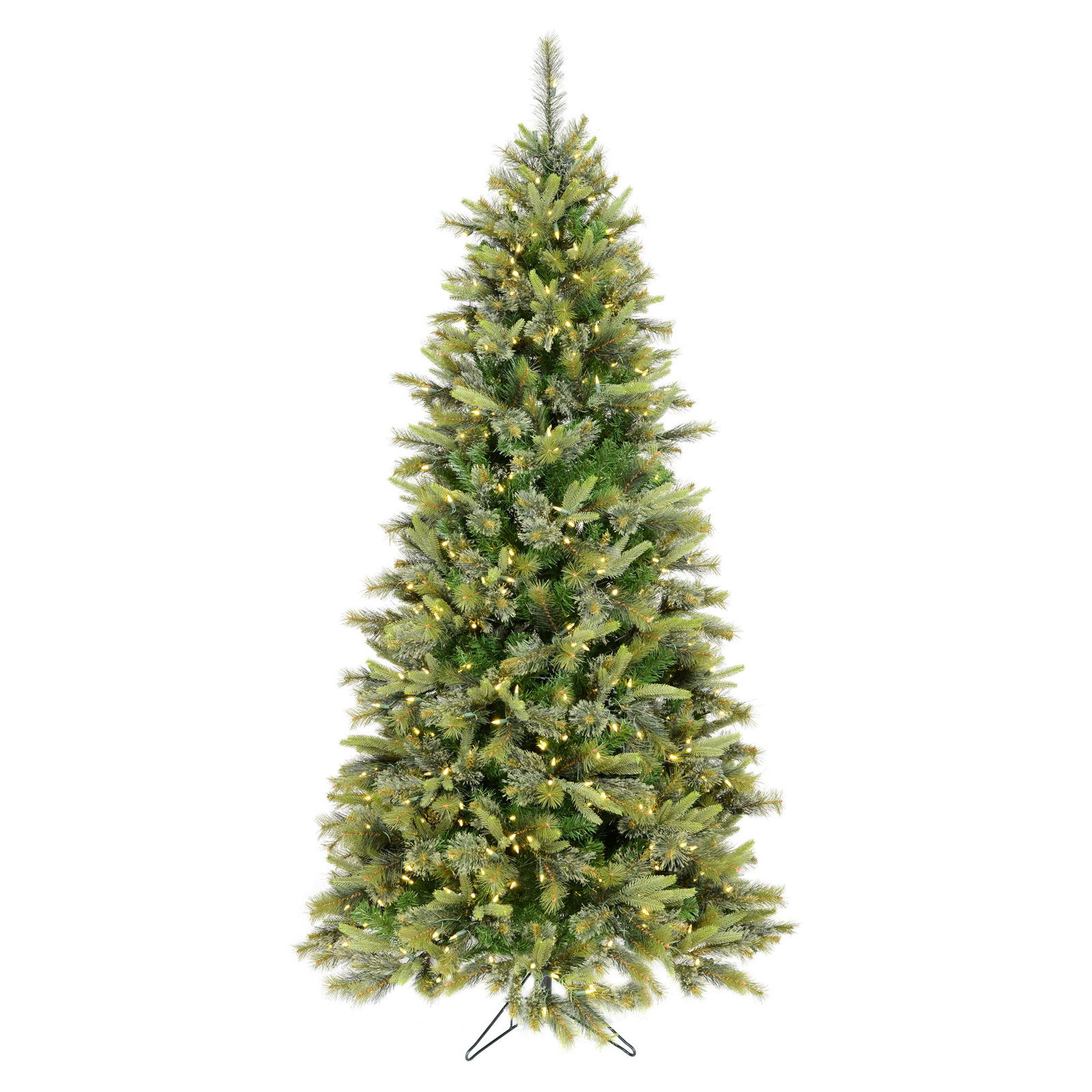 Green Pine Flocked Pre-Lit Pine Christmas Tree, 6.5' H, Warm White LED