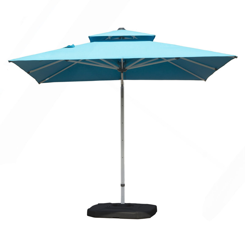 9 pi. Parasol en aluminium en porte-à-faux inclinable avec poteau central, bleu lac (base non incluse), Bleu lac