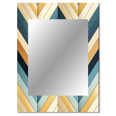 Beige Chevron Mosaic Fusion - chevron  Decorative Mirror, Glam Large Wall Mirror, Printed Metal Art