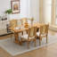 Ensemble de 4 chaises de salle à manger en bois à dossier en rotin, coussin en lin mat avec mousse à haute résilience et ressorts en S-706193286