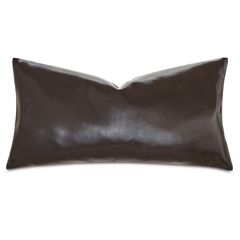 Housse de coussin décoratif en cuir Muse, 11 po x 21 po, Café