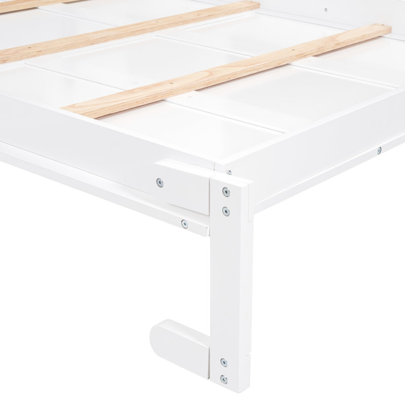 Lit escamotable double pleine grandeur avec tablettes de rangement, armoire peu encombrante pour chambre d'amis, bureau personnel, appartement, blanc