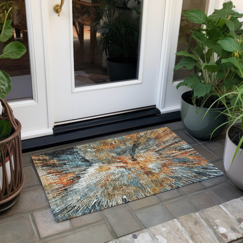 Tapis abstrait intérieur / extérieur lavable à la machine Pablo ACN2283, Rectangle 1 pi 8 po x 2 pi 6 po