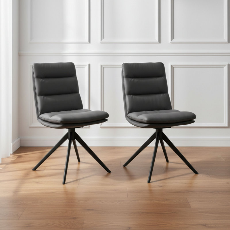 Upholstered Dining Chair, Dark Grey, Dark Grey