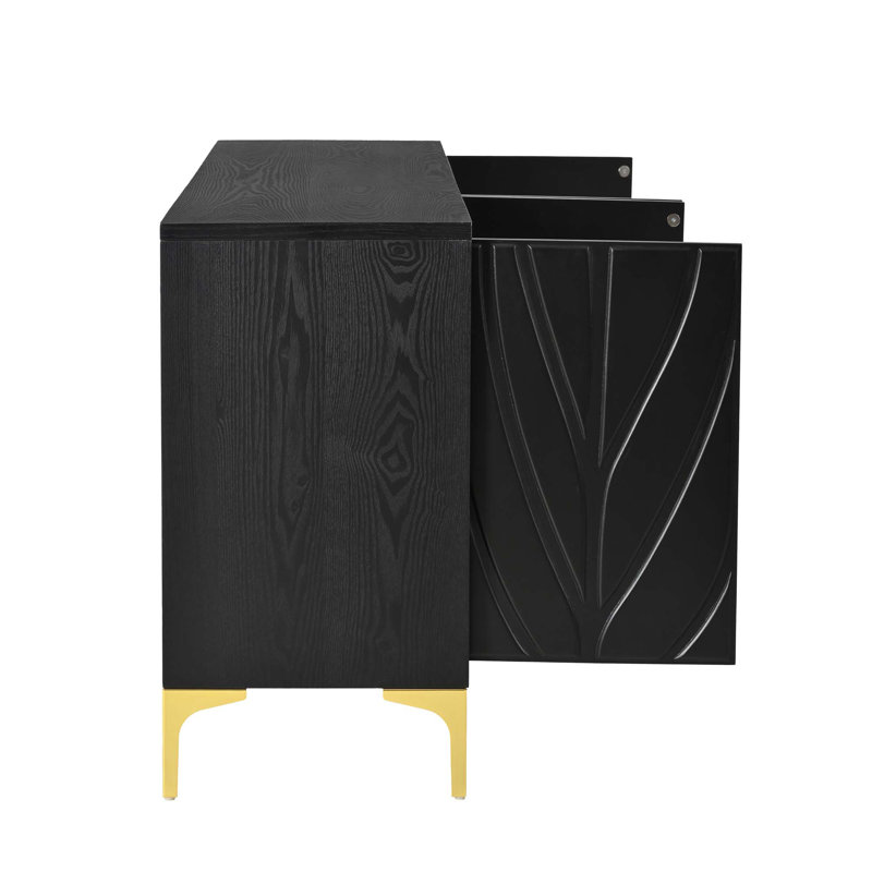Buffet 60 po avec 4 portes Press-To-Design, Noir