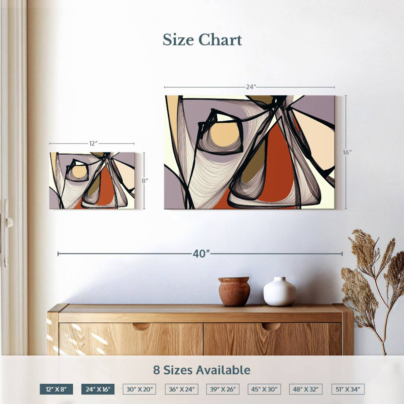 Avery Mid Century Modern Abstract II, H 16 po x l 24 po