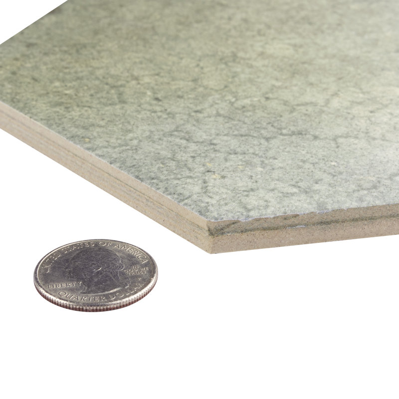 Heritage Hex 7" x 8" Porcelain Stone Look Wall & Floor Tile, Jungle