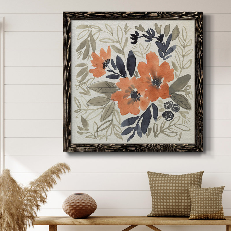 «Sienna & Paynes Flowers I-Premium», toile encadrée - prête à être accrochée, H 20 po x l 20 po x P 1,5 po, Cadre noir