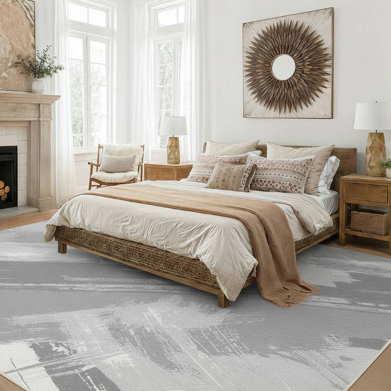 Galaxy Series Abrstract Black/Gray/Ivory/Beige Area Rug, Rectangle 5'3" x 7'3"