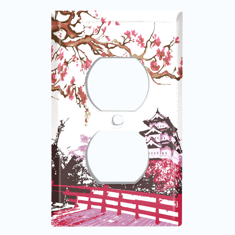 Plaque murale à interrupteur à bascule japonais à motif de fleurs japonaises Sakura