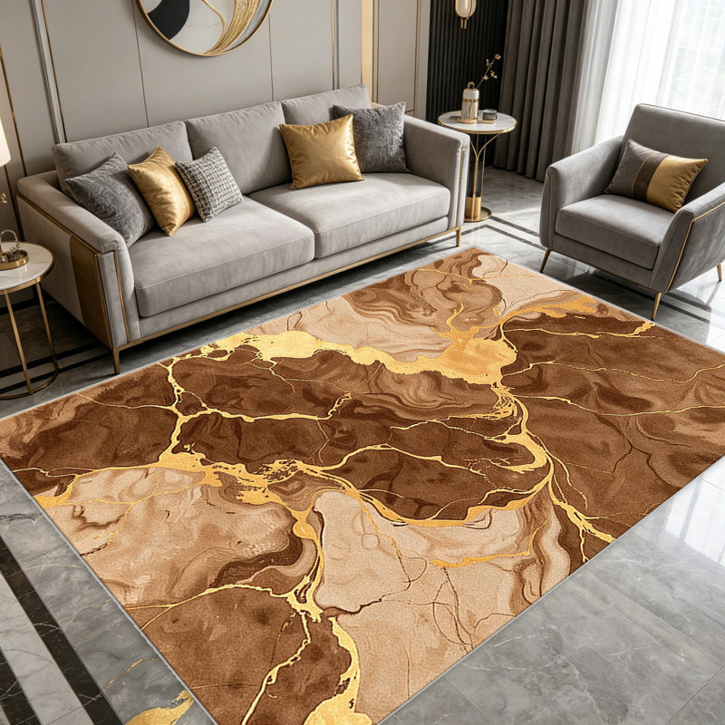 Brown Marble   area rugs for Living Room, Soft and Comfortable, Suitable for all seasons, easy to maintain, machine washable Indoor floor mat, Under Table Farmhouse suitable for Bedroom, Dining Room, Study,  Balcony, Home Decor Patio