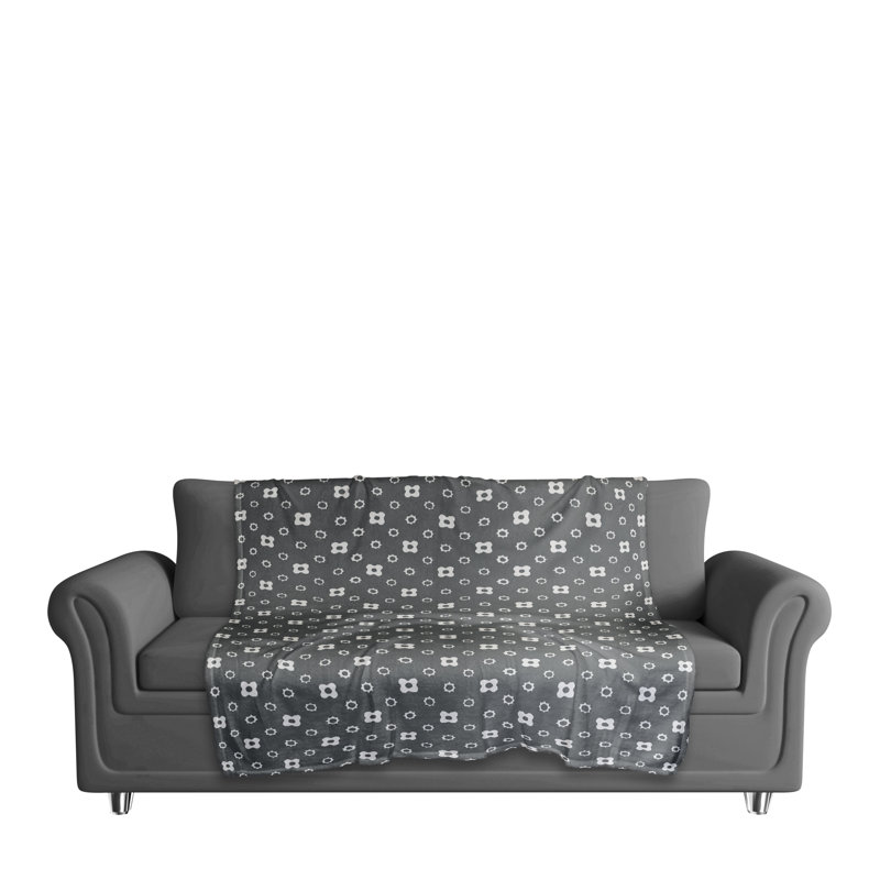 Jeté à motif floral , Gris