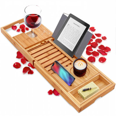 Plateau de baignoire de qualité supérieure, plateau de bain extensible, cadeaux uniques pour réchauffer la maison, cadeau pour maman, femme, nouvelle maison, mariage, anniversaire, douche nuptiale, ajustement universel pour toutes les baignoires - classique