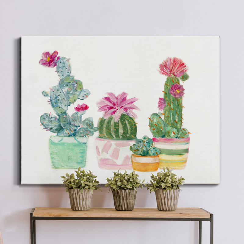 Cactus conglomérat II - reproduction d'art sur toile tendue, H 12 po x l 8 po x P 1 po