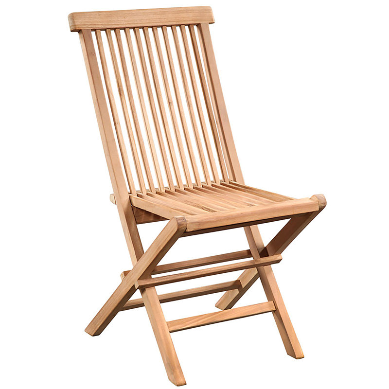 Ashdown Natural Finish Indoor-Outdoor Slatted Teak Folding Patio Chair