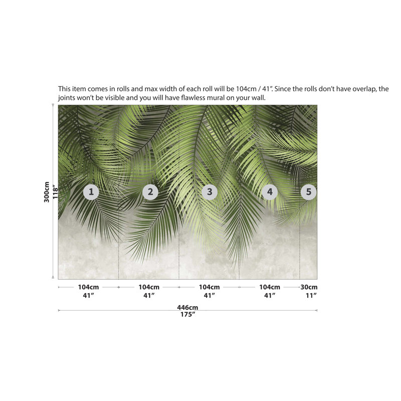 Murale de paysage historique, 118" L x 175" W, Vert foncé