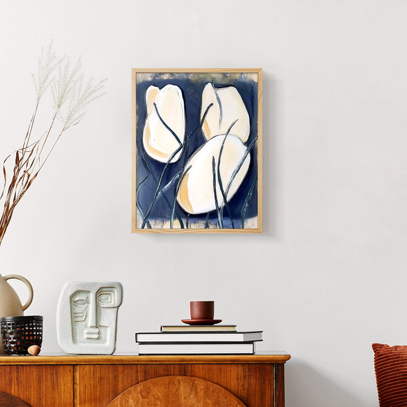 FLORAL Series DCCV - reproduction encadrée de qualité supérieure - prête à être accrochée - aucun clou requis, Naturel