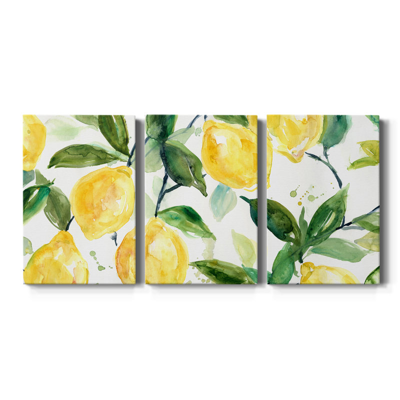 Citronnelle Branches - Toile tendue avec châssis de qualité supérieure - Prêt à accrocher, H 48 po x l 96 po x P 1 po