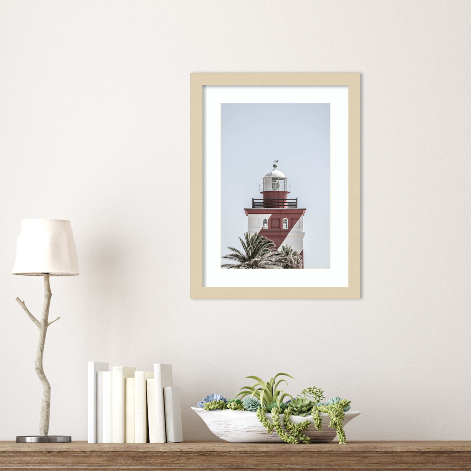 Daisey "Green Point Lighthouse" Print, 17" H x 13" W, Brown 
