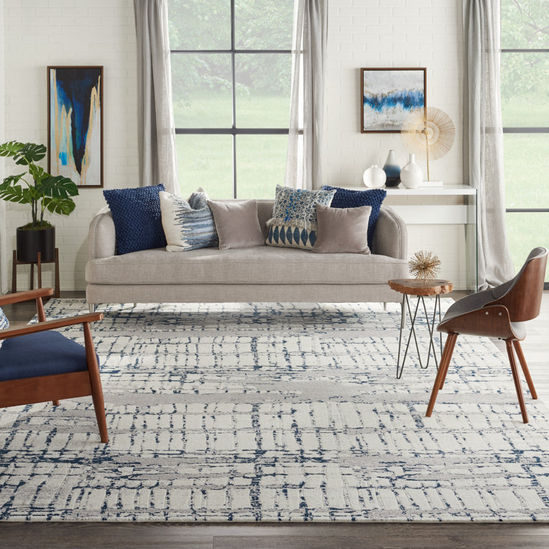 Viscose Abstract Indoor Rug, Rectangle 5'6" x 8'