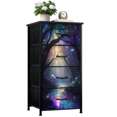 Commode pour chambre à coucher avec 4 tiroirs de rangement Mystical Forest Sparkling Lights Commode Dreamy Glow