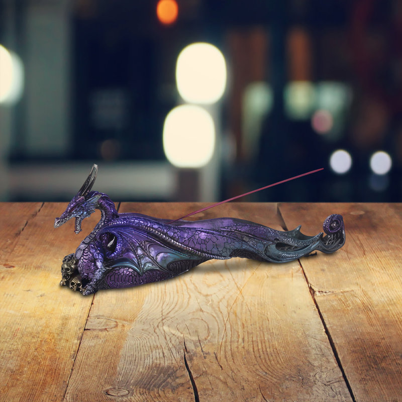 Brûleur d'encens 11,75 "H Dragon mauve