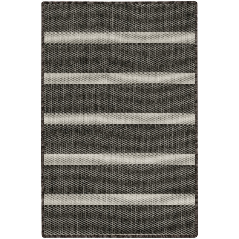 Tapis moderne ivoire noir 3 pi x 5 pi Nourison Positano, Black, Rectangle 3' x 5'