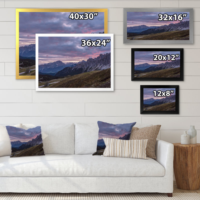 Dolomites Mountain At Summer - reproduction d'art sur toile, H 8 po x l 12 po x P 1 po, Cadre noir