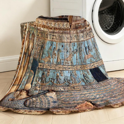 Jeté en flanelle bleue ultra douce en molleton et murs de l'imprimé recto antique