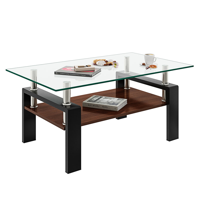 Rectangle Coffee Table, Black, Transparent