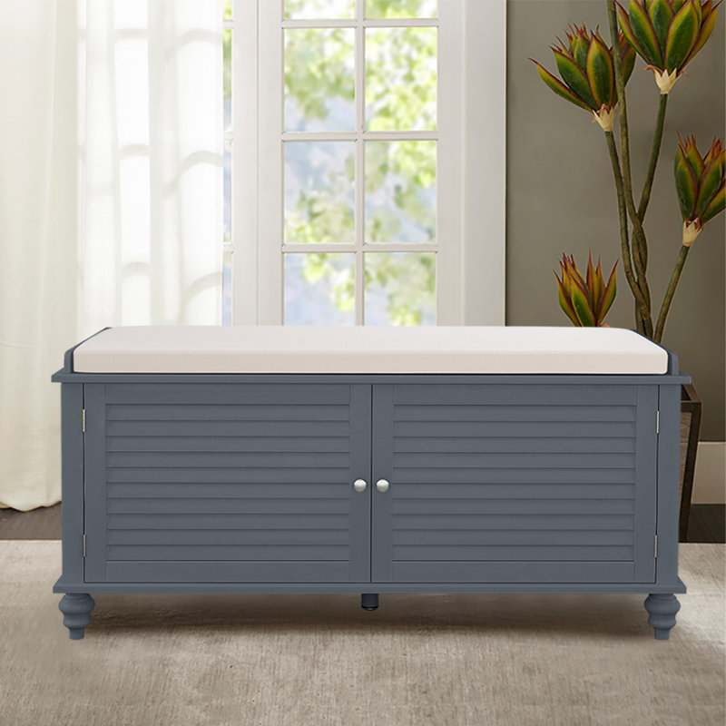 Poway 120cm Wide Solid Colour Standard Ottoman with Storage, Grey