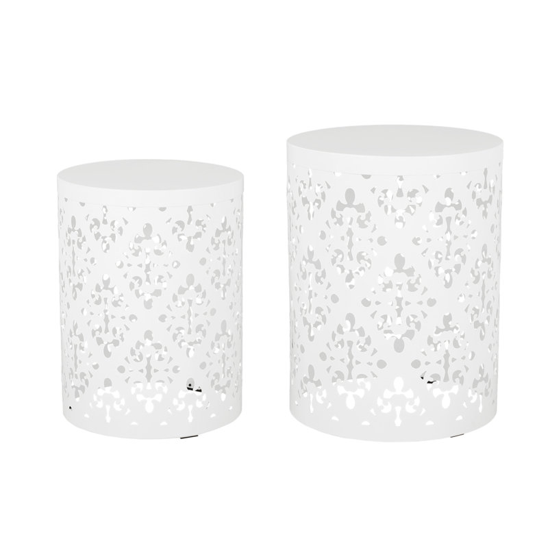 Metal S/2 End Table(Only Including Table), White