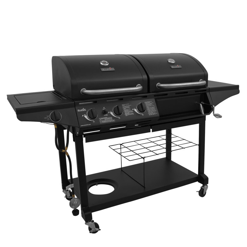Charbroil 3-Burner Deluxe Combo Gas & Charcoal Grill Cart with Side Burner