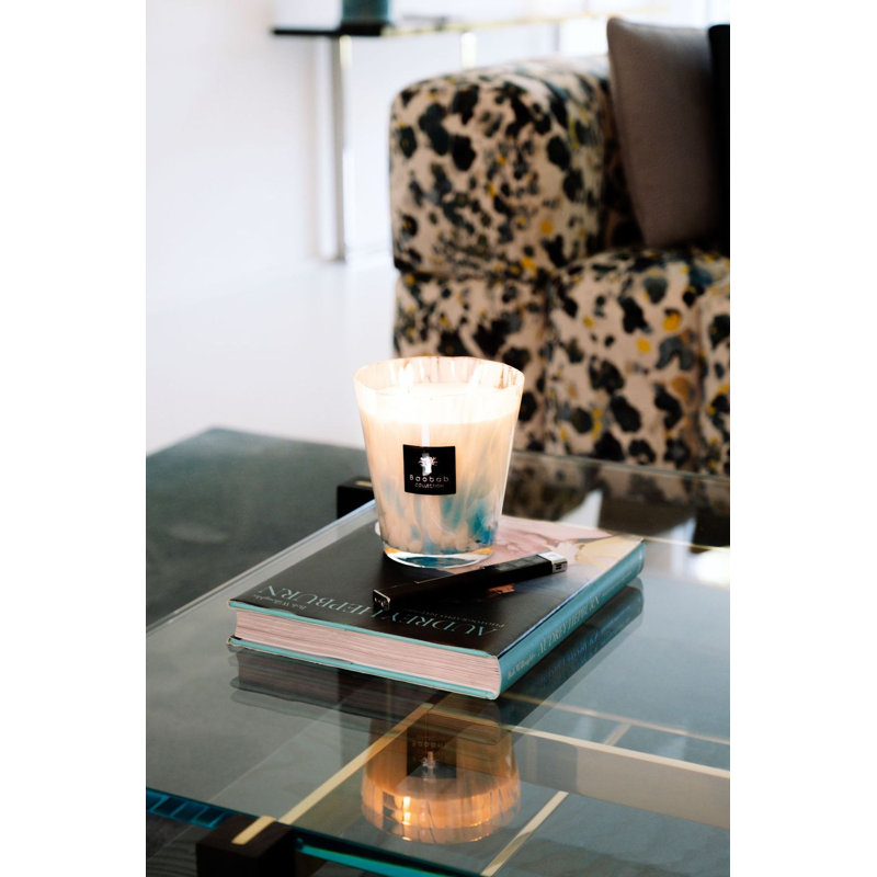 Pearls Sapphire Candle, 13.8" H x 9.36" W x 9.36" D